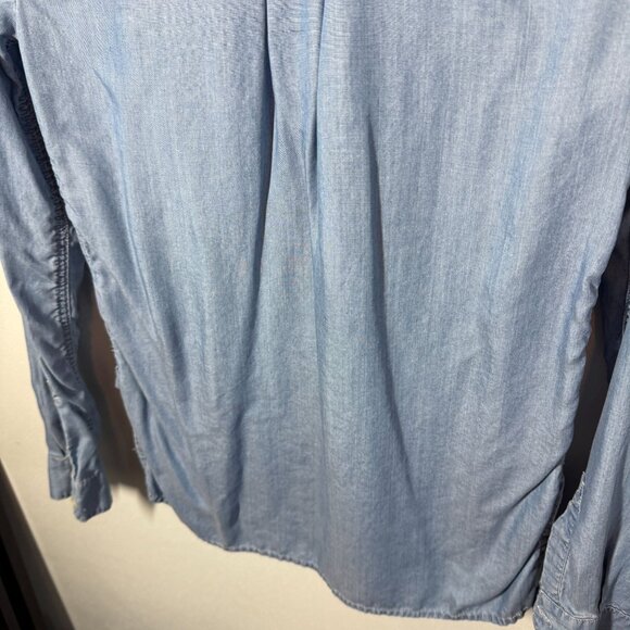 SO Womens Chambray Button Up Shirt XS Blue Lyocell Casual Lightweight - Picture 8 of 13